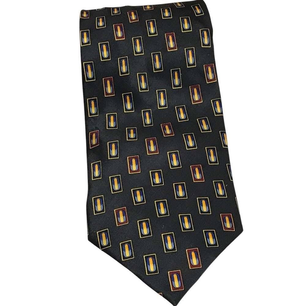 Hugo Boss Silk Men’s NeckTie Neckwear Classic Blocks Blue Red Yellow